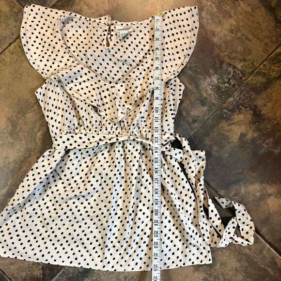 Motherhood Maternity Cream With Black Dots Blouse Waist Belt - Picture 6 of 13